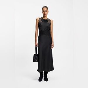 Hugo Boss SEERSUCKER-SATIN DRESS WITH LACE TRIMS